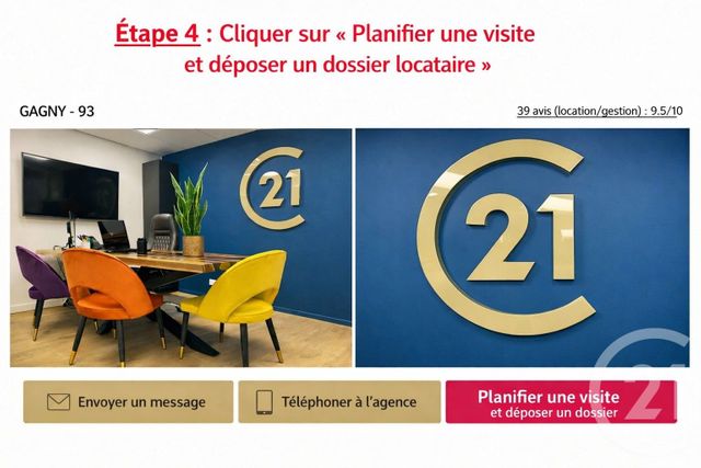 Appartement F2 à louer - 2 pièces - 45.7 m2 - GAGNY - 93 - ILE-DE-FRANCE - Century 21 Sweet Home Immobilier